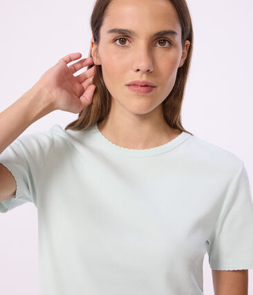 Tee-shirt femme en coton manches courtes uni