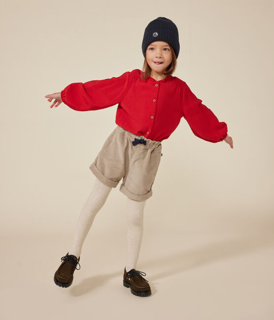 Blouse manches longues en toile enfant fille rouge AURORA