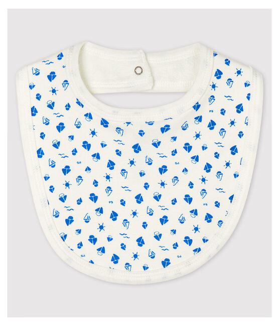 Bavoir bébé en coton biologique blanc MARSHMALLOW/bleu COOL