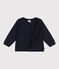 Cardigan bébé en tricot de coton uni bleu SMOKING