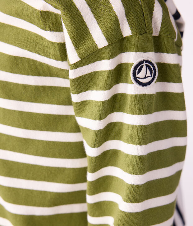 Marini&egrave;re enfant en coton vert/&eacute;cru