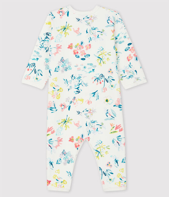Dors-bien sans pieds fleuri bébé fille en tubique blanc MARSHMALLOW/blanc MULTICO