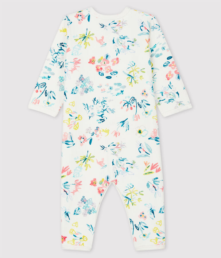 Dors-bien sans pieds fleuri b&eacute;b&eacute; fille en tubique blanc/multicouleur