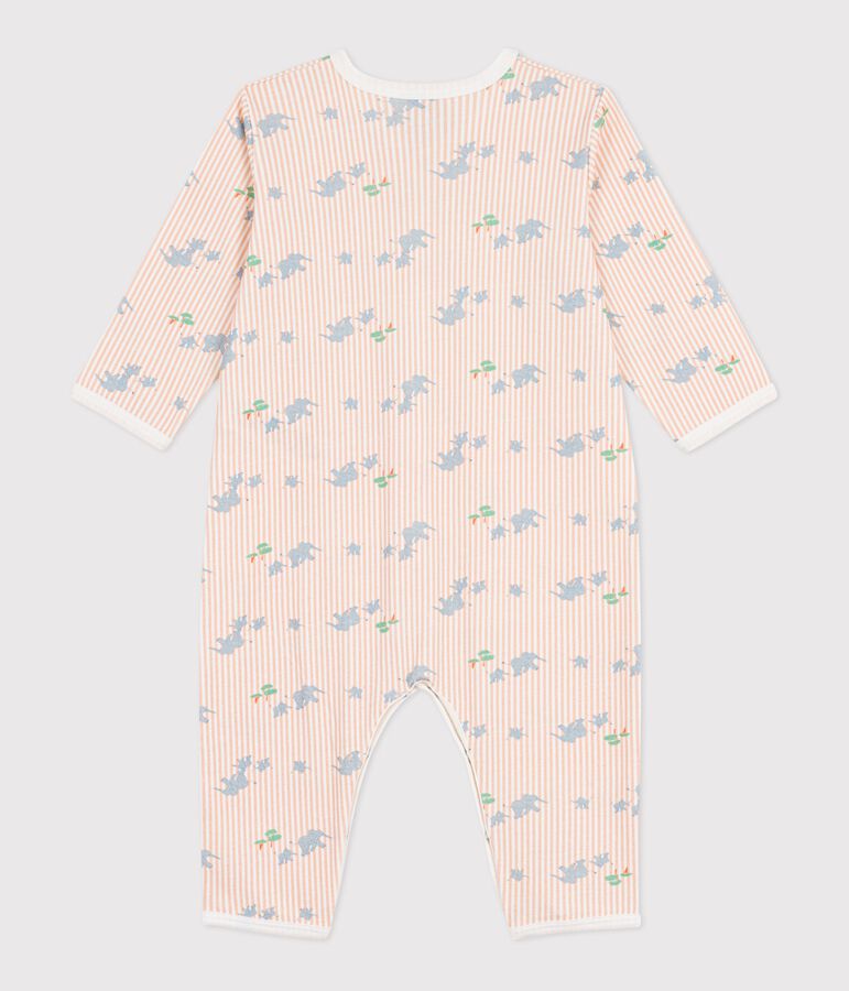 Pyjama b&eacute;b&eacute; en coton sans pieds imprim&eacute; &eacute;l&eacute;phants blanc MARSHMALLOW/blanc MULTICO