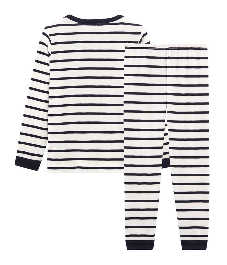 Pyjama petit gar&ccedil;on en c&ocirc;te blanc/bleu