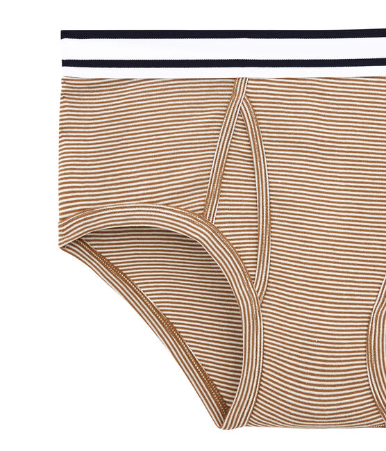 Slip homme rayure milleraies marron BRINDILLE/blanc MARSHMALLOW