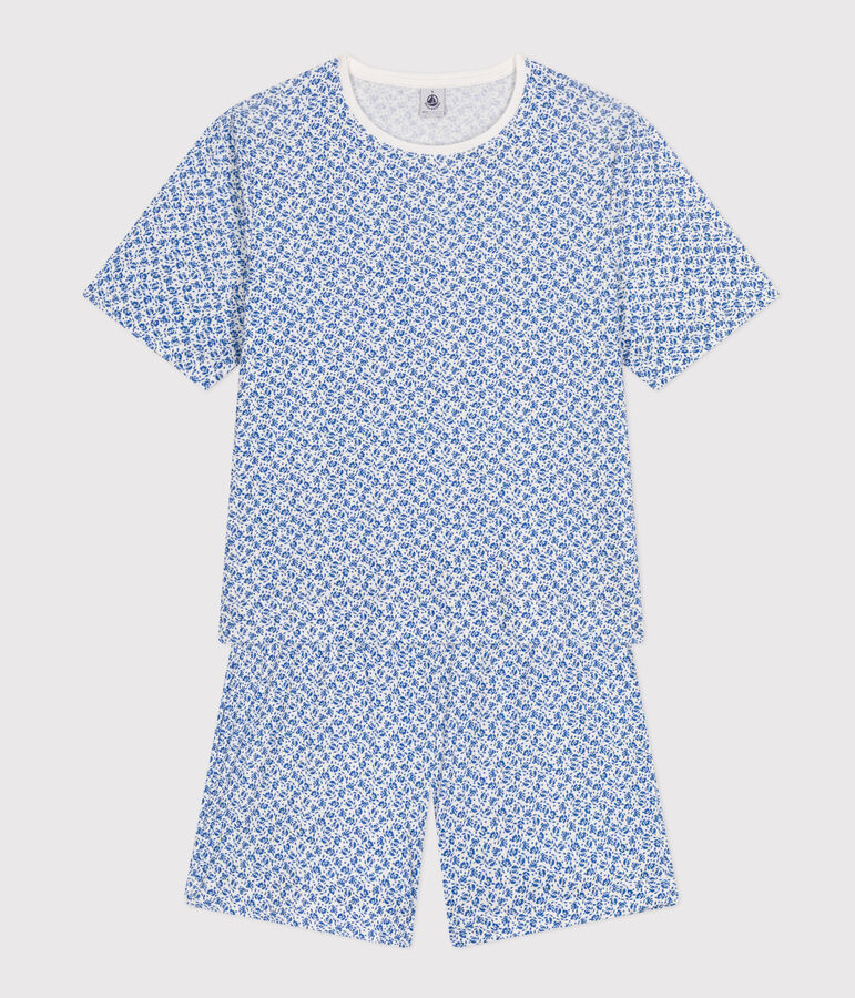 Pyjama short et tee-shirt en coton motif floral femme bleu MARSHMALLOW/ INCOGNITO