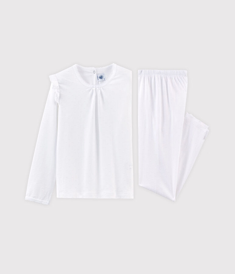 Pyjama petite fille en coton fin blanc ECUME