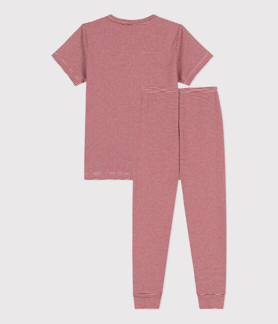 Pyjama manches courtes  milleraies en coton enfant STOP/ MARSHMALLOW