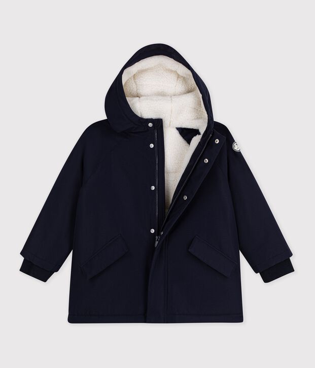 Parka enfant mi-longue unie bleu marine
