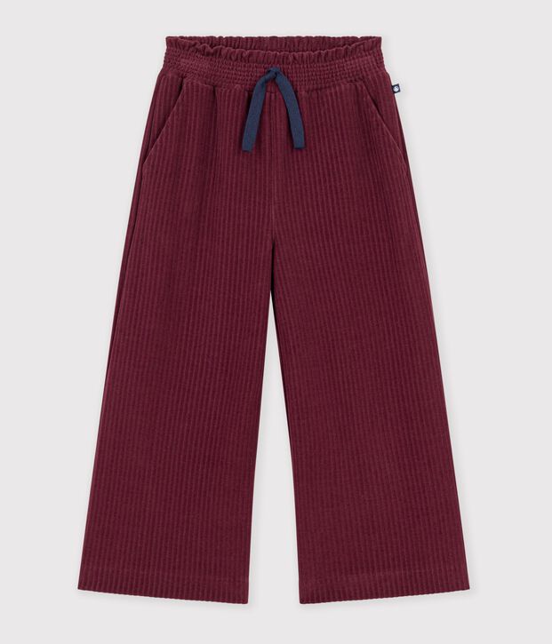 Pantalon wide leg enfant en coton bordeaux