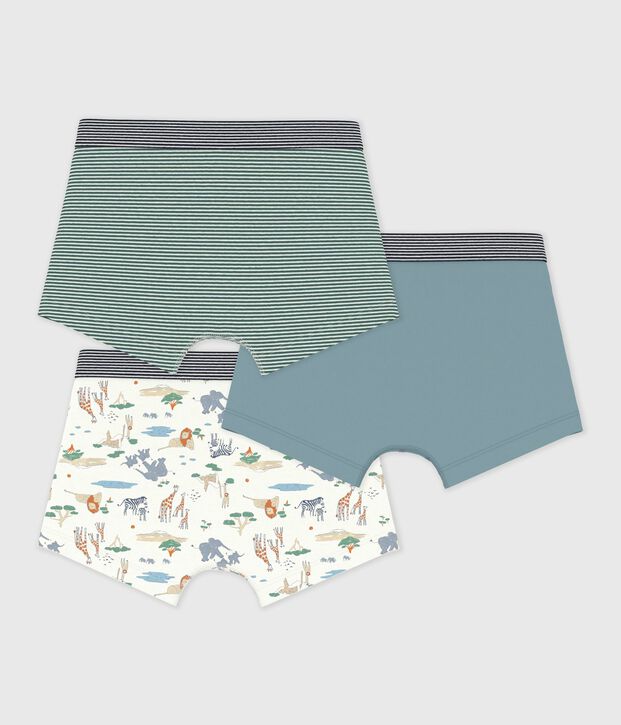 Lot de boxers enfant en coton imprim&eacute; savane multicouleur