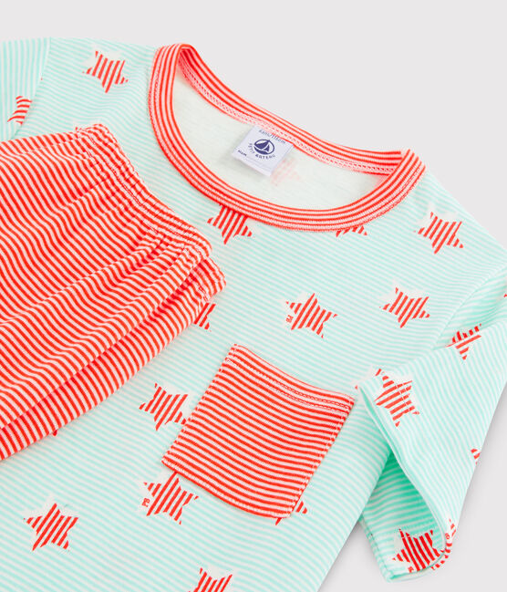Pyjama rayé à étoiles petit garçon en côte blanc MARSHMALLOW/blanc MULTICO