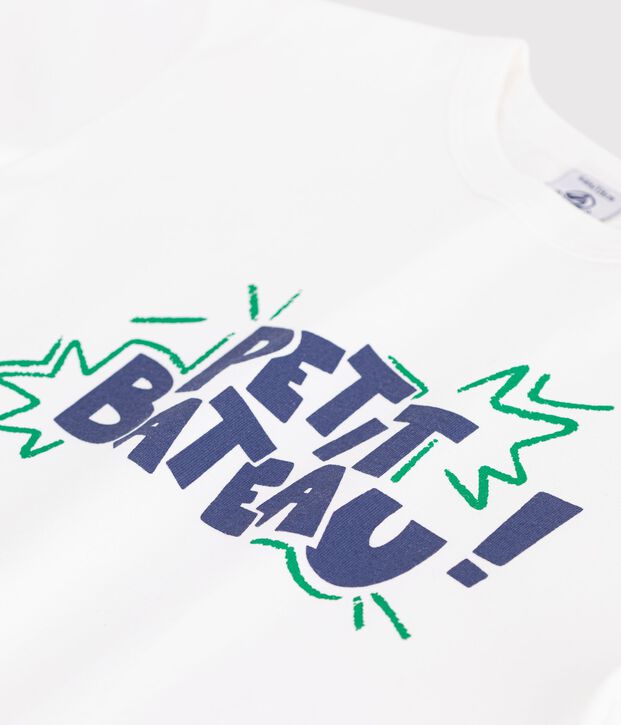 Tee-shirt enfant manches courtes en coton blanc/multicouleur