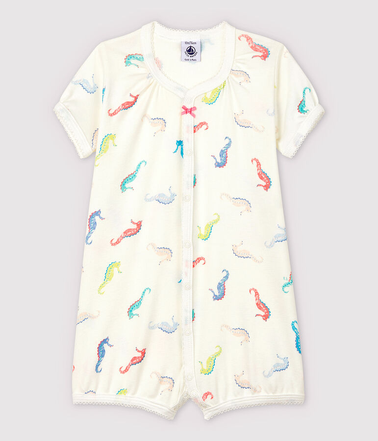 Combicourt hippocampe b&eacute;b&eacute; fille en coton blanc MARSHMALLOW/rose GRETEL