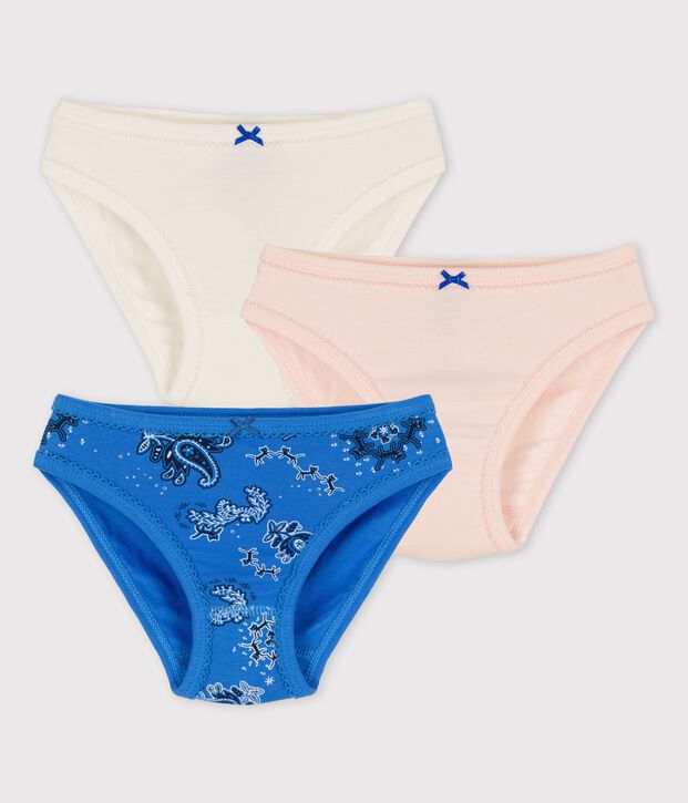 Lot de 3 culottes petite fille bandana en coton biologique multicouleur