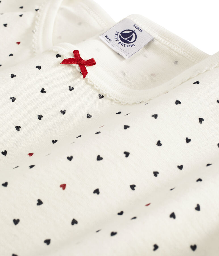 Pyjama fille en c&ocirc;te blanc MARSHMALLOW/blanc MULTICO