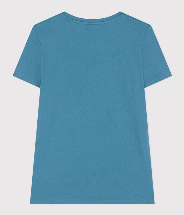 Tee-shirt LE DROIT col V en coton Femme bleu