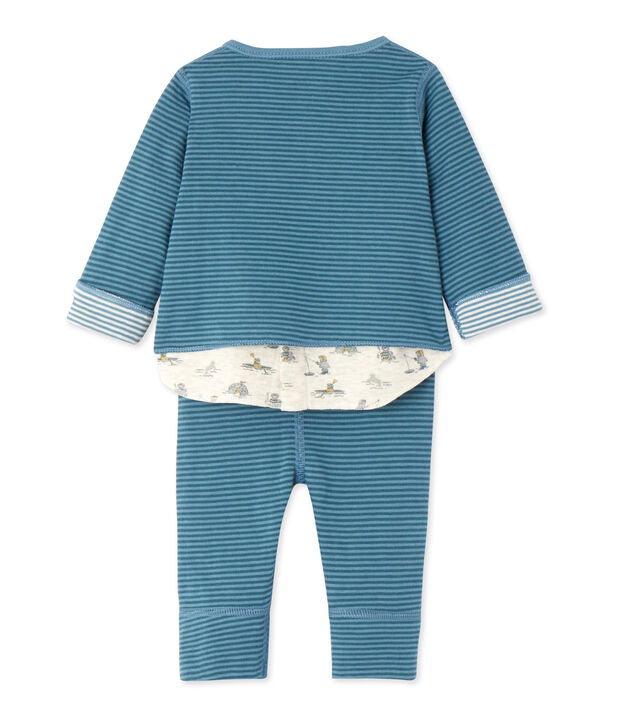 Ensemble 3 pi&egrave;ces b&eacute;b&eacute; gar&ccedil;on vert/bleu