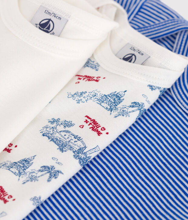 Lot de 3 bodies manches courtes en coton motifs Paris b&eacute;b&eacute; multicouleur