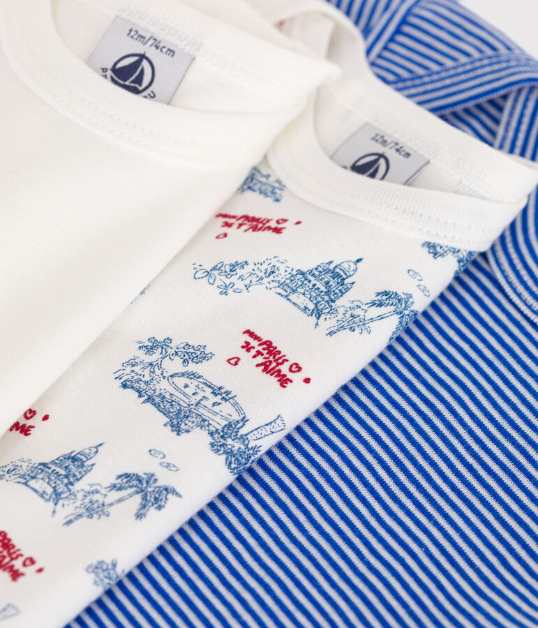 Lot de 3 bodies manches courtes en coton motifs Paris b&eacute;b&eacute; variante 1