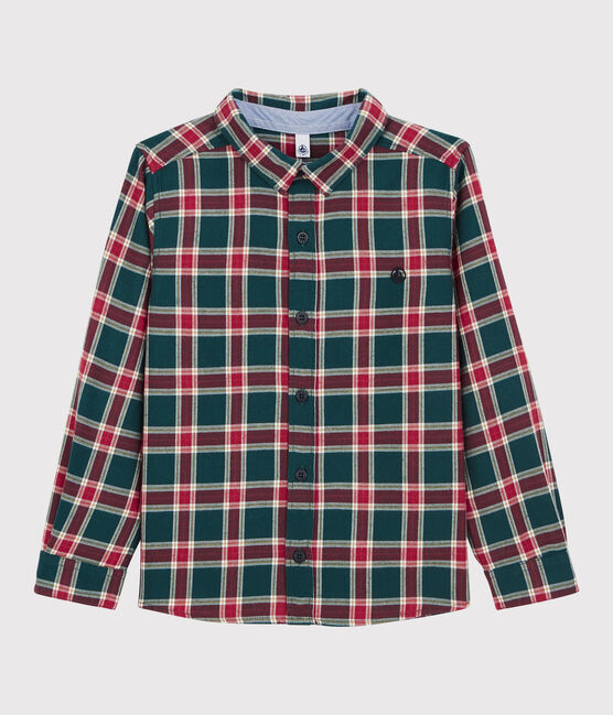 Chemise à carreaux enfant garçon vert PINEDE/blanc MULTICO