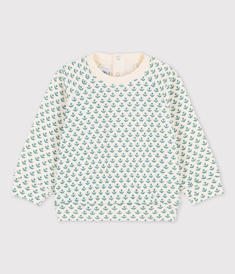 Sweatshirt en tubique b&eacute;b&eacute; &eacute;cru/vert