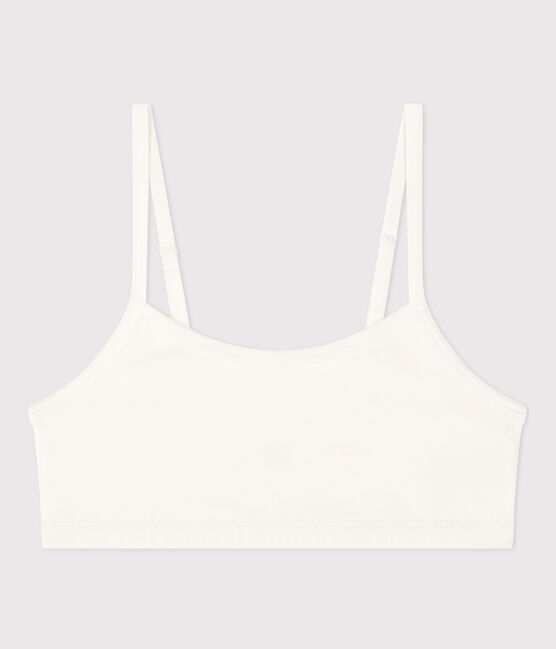 Brassière unie en coton et élasthanne femme blanc MARSHMALLOW