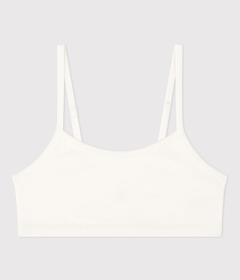 Brassi&egrave;re unie en coton et &eacute;lasthanne femme blanc MARSHMALLOW