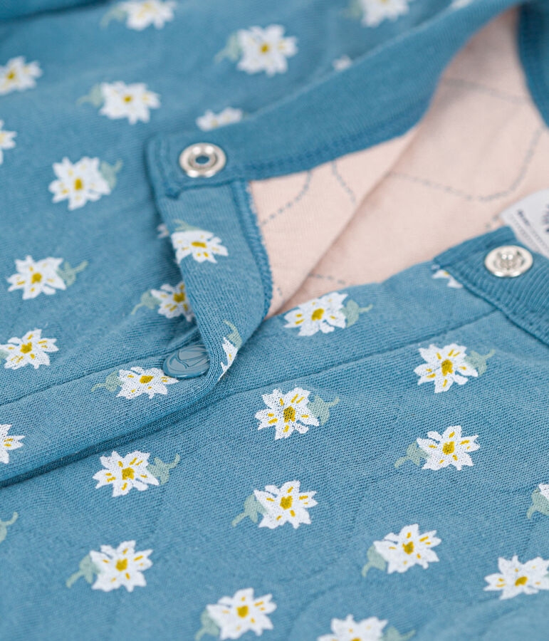 Cardigan imprim&eacute; en tubique matelass&eacute; enfant fille bleu/multicouleur