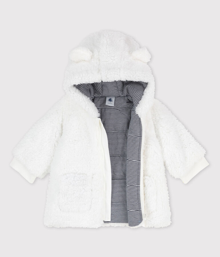 Manteau en sherpa douce b&eacute;b&eacute;. blanc MARSHMALLOW