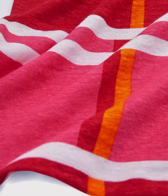 Tee shirt lin femme rose GEISHA/blanc MULTICO