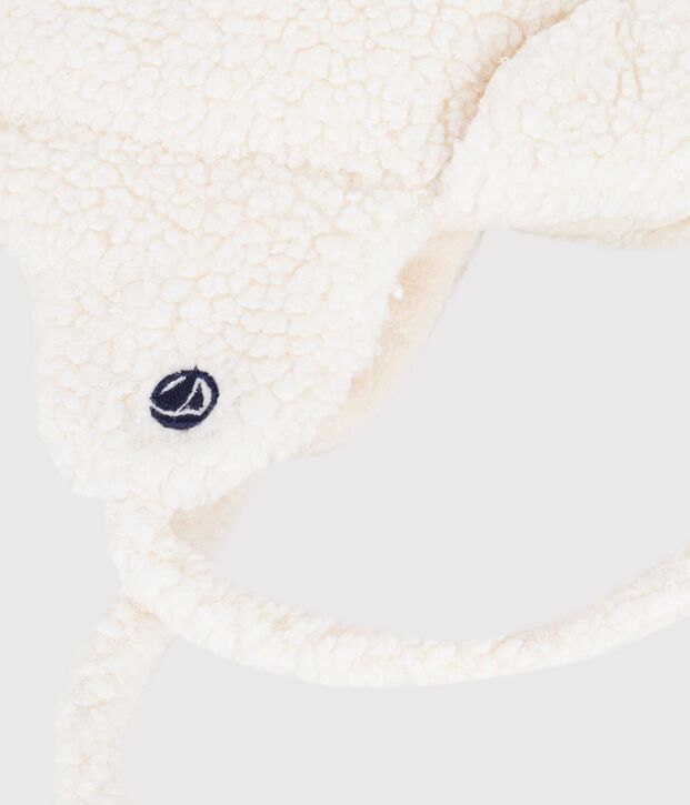 Chapka b&eacute;b&eacute; en sherpa avec des oreilles blanc cass&eacute;