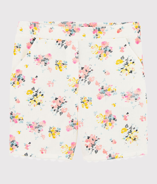 Bermuda enfant fille blanc/multicouleur