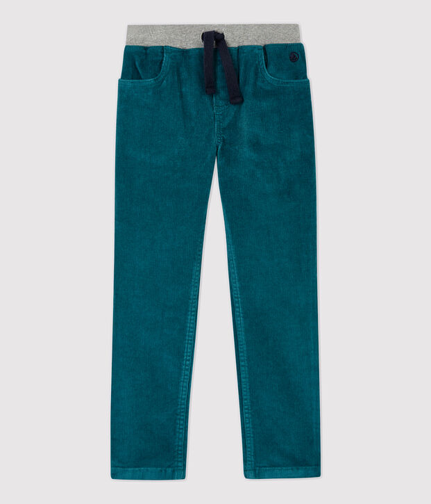 Pantalon regular en velours enfant gar&ccedil;on vert