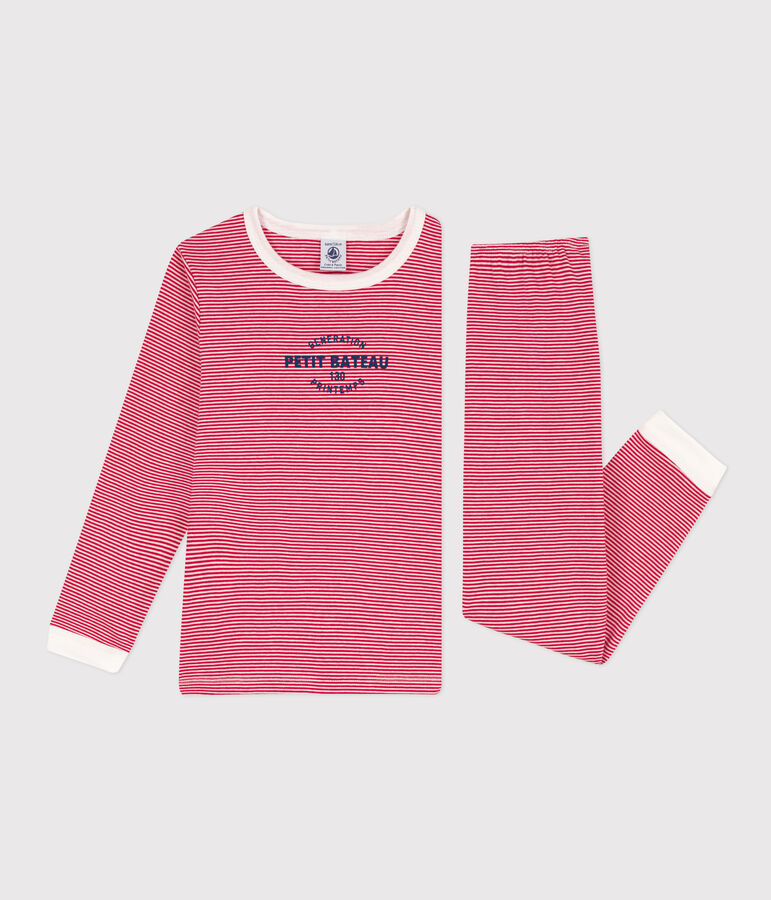 Pyjama milleraies en coton enfant rouge CORRIDA/blanc MARSHMALLOW