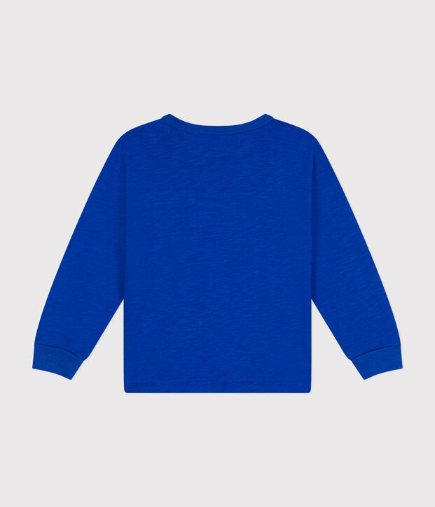 Tee-shirt manches longues en jersey flamm&eacute; enfant gar&ccedil;on bleu