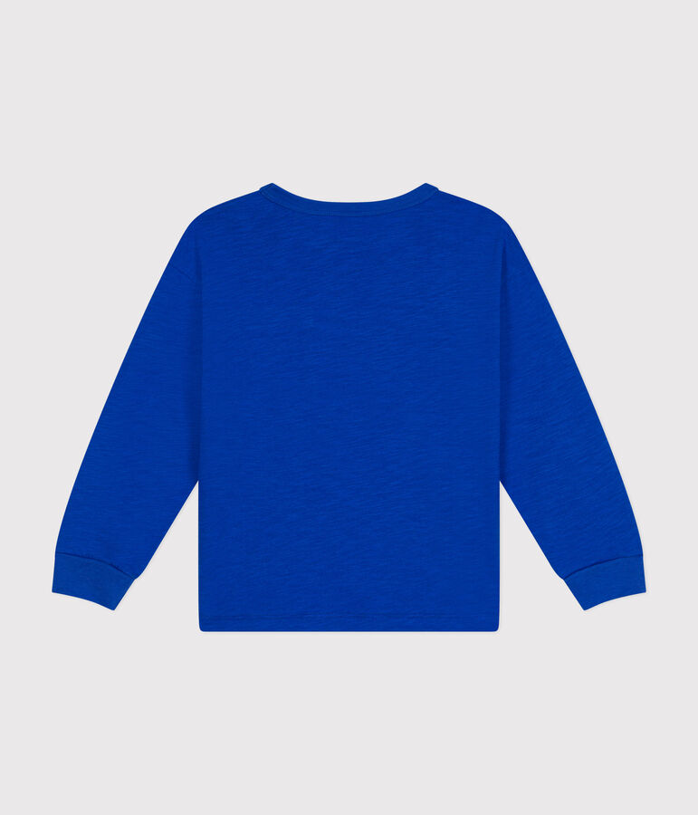 Tee-shirt manches longues en jersey flamm&eacute; enfant gar&ccedil;on bleu CALVIN