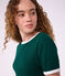 Tee-shirt femme en coton manches courtes uni vert fonc&eacute;