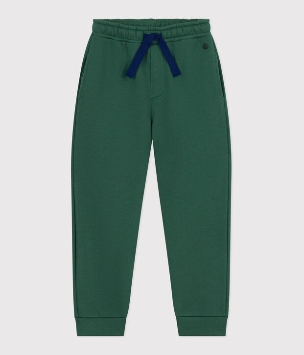 Pantalon de jogging enfant en coton uni vert