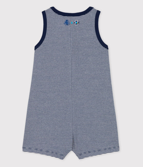 Combinaison Bébé Petit Bateau x Water Family bleu MEDIEVAL/blanc MARSHMALLOW