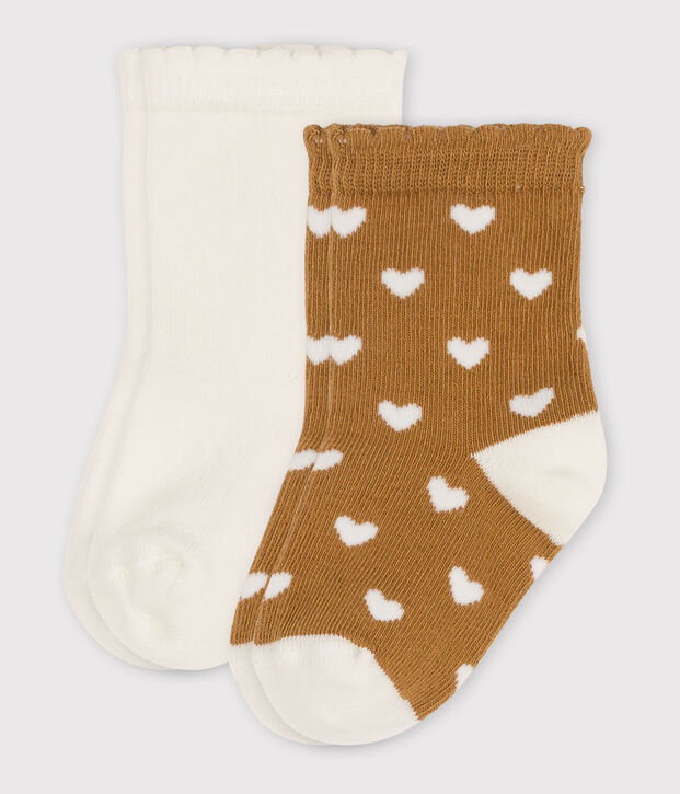 Lot de 2 paires chaussettes b&eacute;b&eacute; c&oelig;urs multicouleur