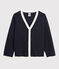 Cardigan laine et coton enfant garçon bleu SMOKING/blanc MARSHMALLOW