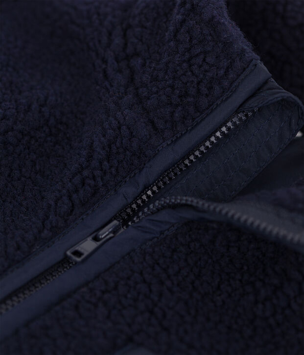 Veste b&eacute;b&eacute; en sherpa recycl&eacute;e bleu marine