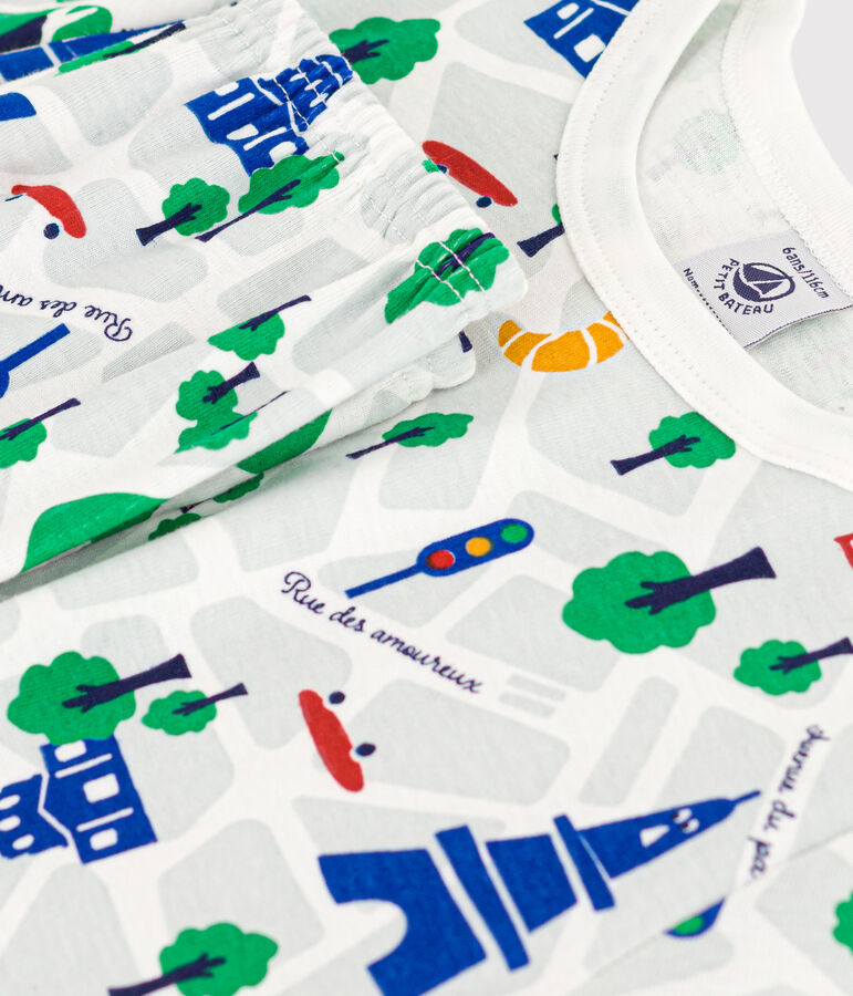 Pyjama en coton imprim&eacute; Paris enfant blanc MARSHMALLOW/blanc MULTICO