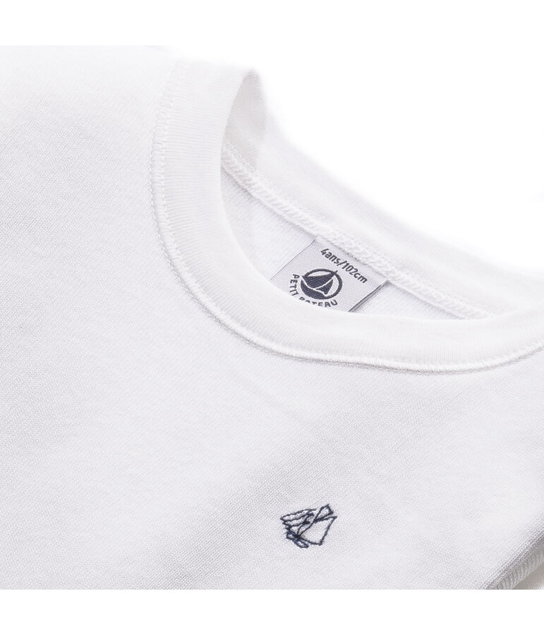 T-shirt gar&ccedil;on manches longues &agrave; broderie voilier blanc Ecume