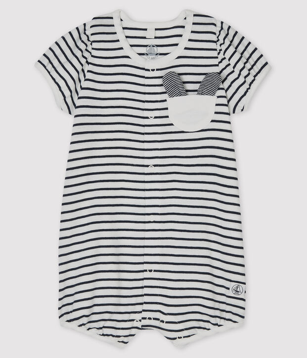 Combicourt b&eacute;b&eacute; fille en c&ocirc;te blanc/bleu