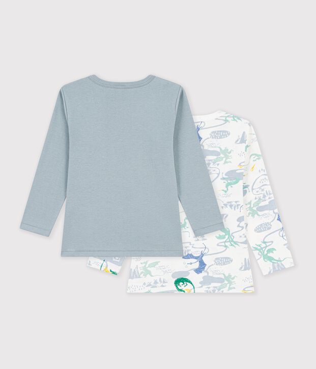 Lot de tee-shirts enfant en coton manches longues imprim&eacute; dragons multicouleur
