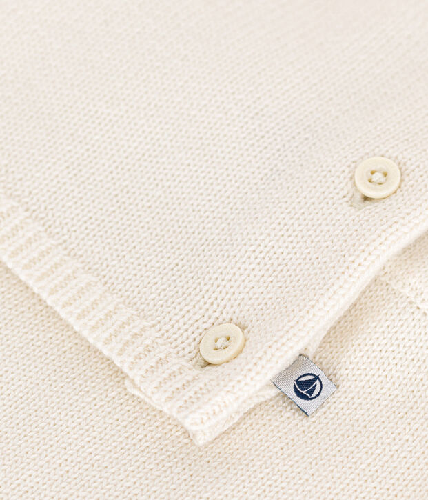 Ensemble en tricot laine et coton motif coeur b&eacute;b&eacute; blanc/rouge