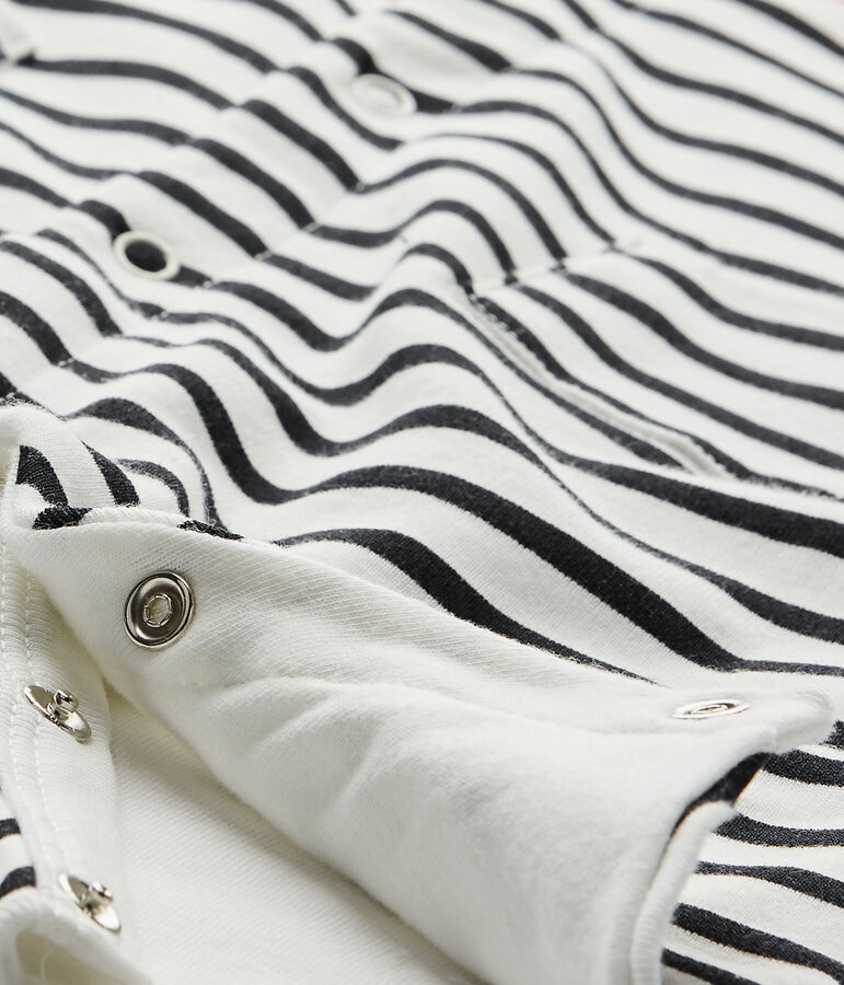 Combinaison b&eacute;b&eacute; gar&ccedil;on ray&eacute;e &agrave; col vareuse blanc LAIT/bleu SMOKING/ TERKUIT